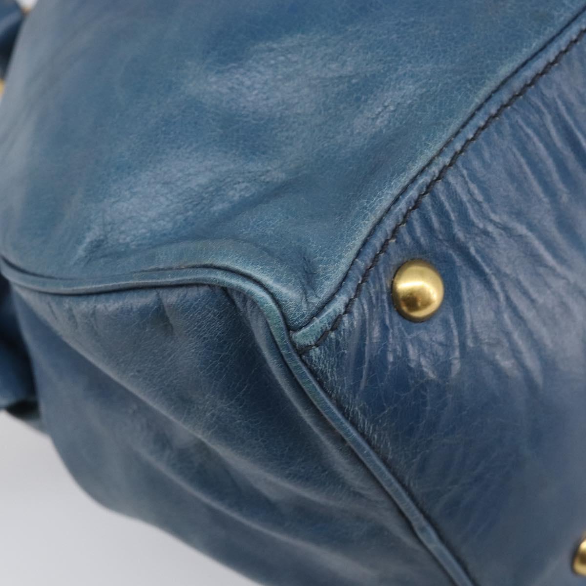 Miu Miu Hand Bag Leather 2way Blue Gold Auth 167885M