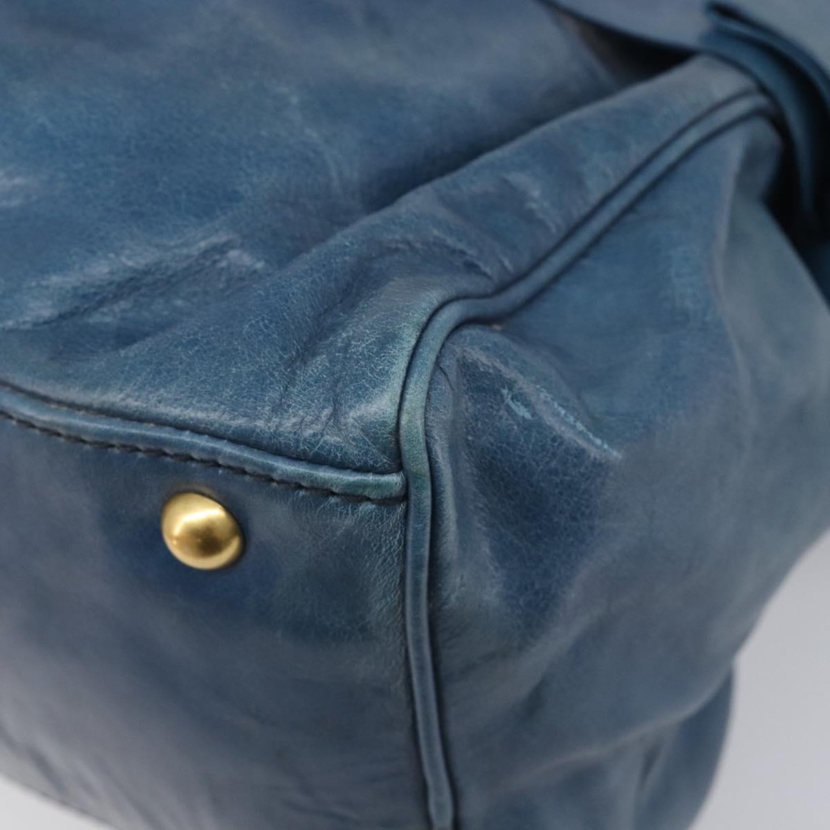 Miu Miu Hand Bag Leather 2way Blue Gold Auth 167885M