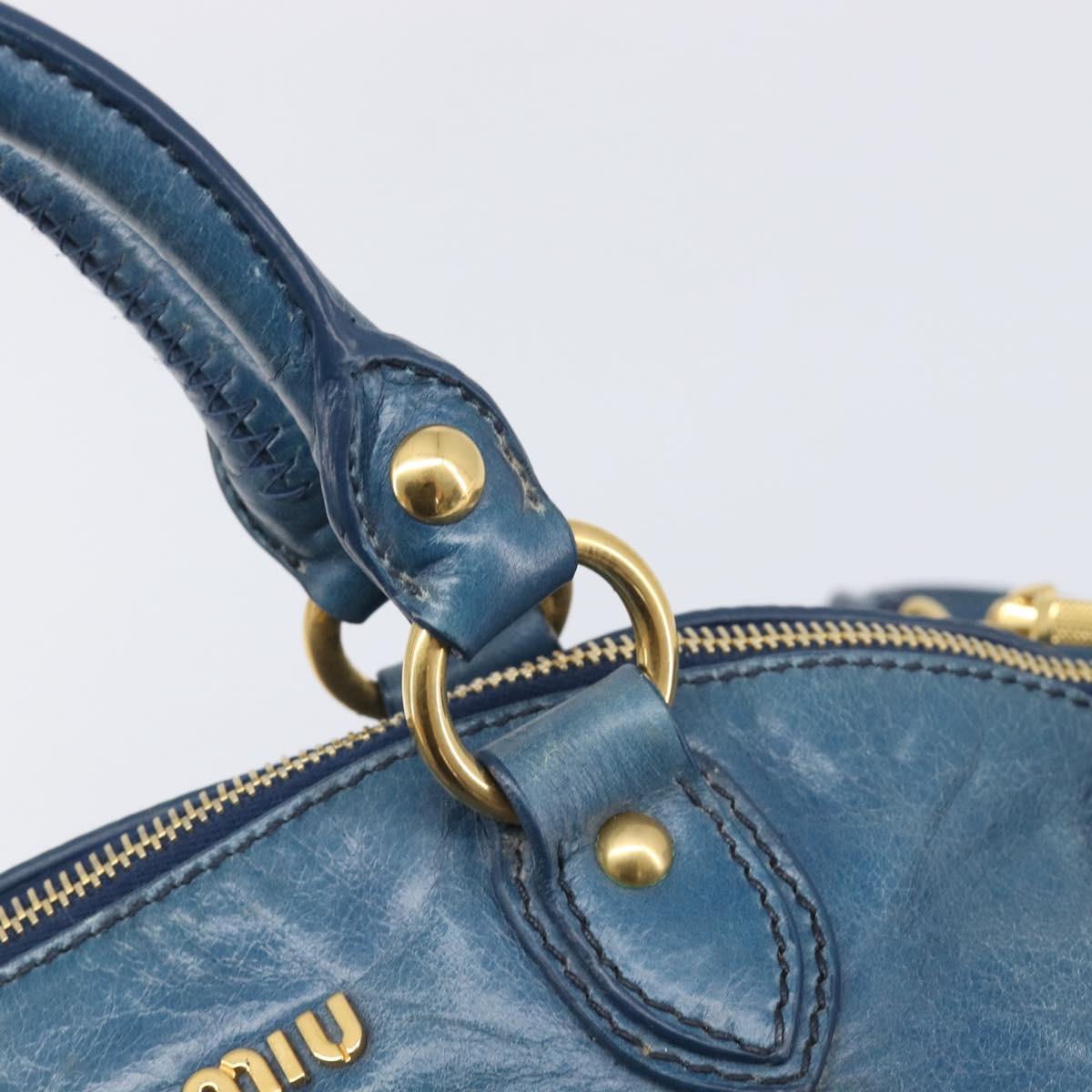 Miu Miu Hand Bag Leather 2way Blue Gold Auth 167885M
