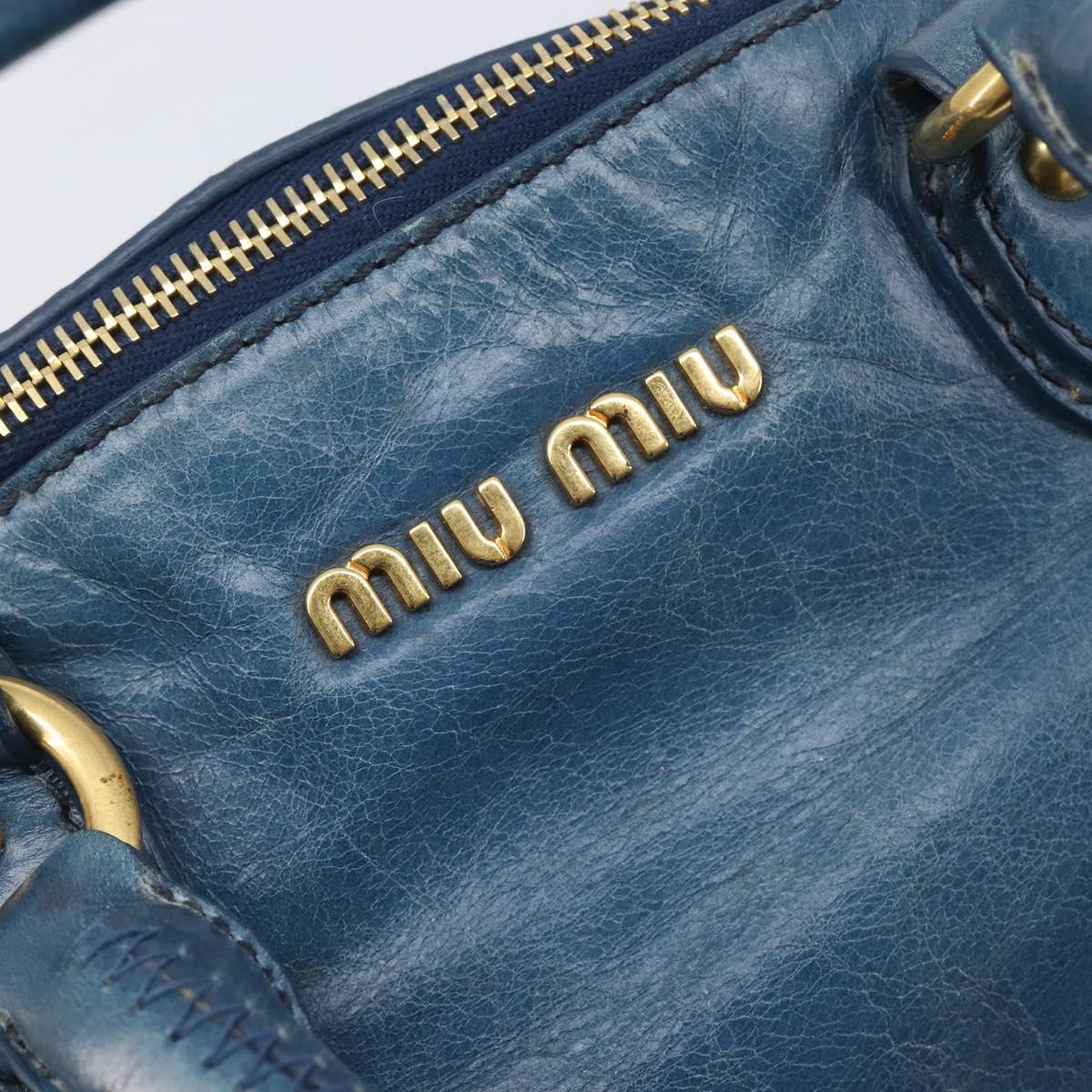 Miu Miu Hand Bag Leather 2way Blue Gold Auth 167885M