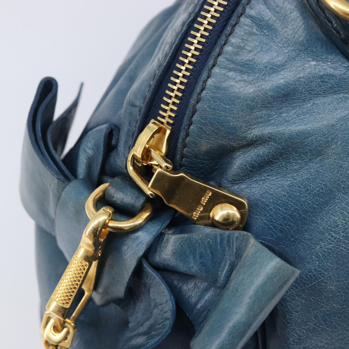 Miu Miu Hand Bag Leather 2way Blue Gold Auth 167885M