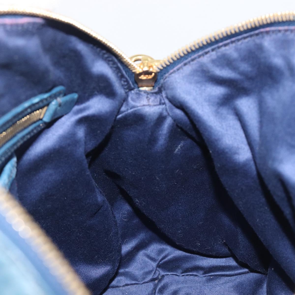 Miu Miu Hand Bag Leather 2way Blue Gold Auth 167885M