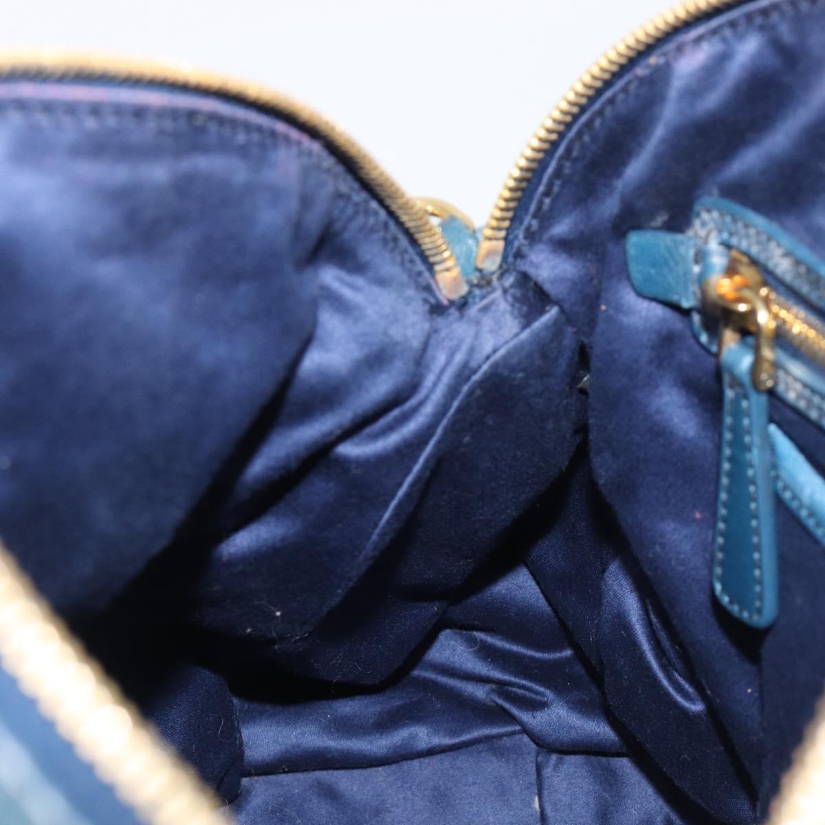 Miu Miu Hand Bag Leather 2way Blue Gold Auth 167885M