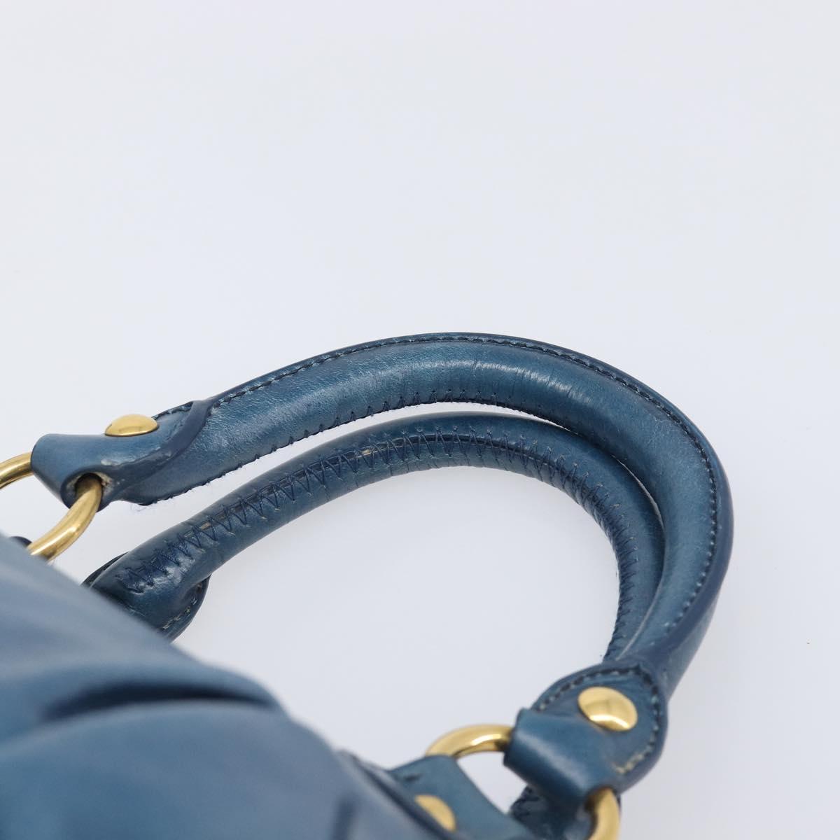 Miu Miu Hand Bag Leather 2way Blue Gold Auth 167885M