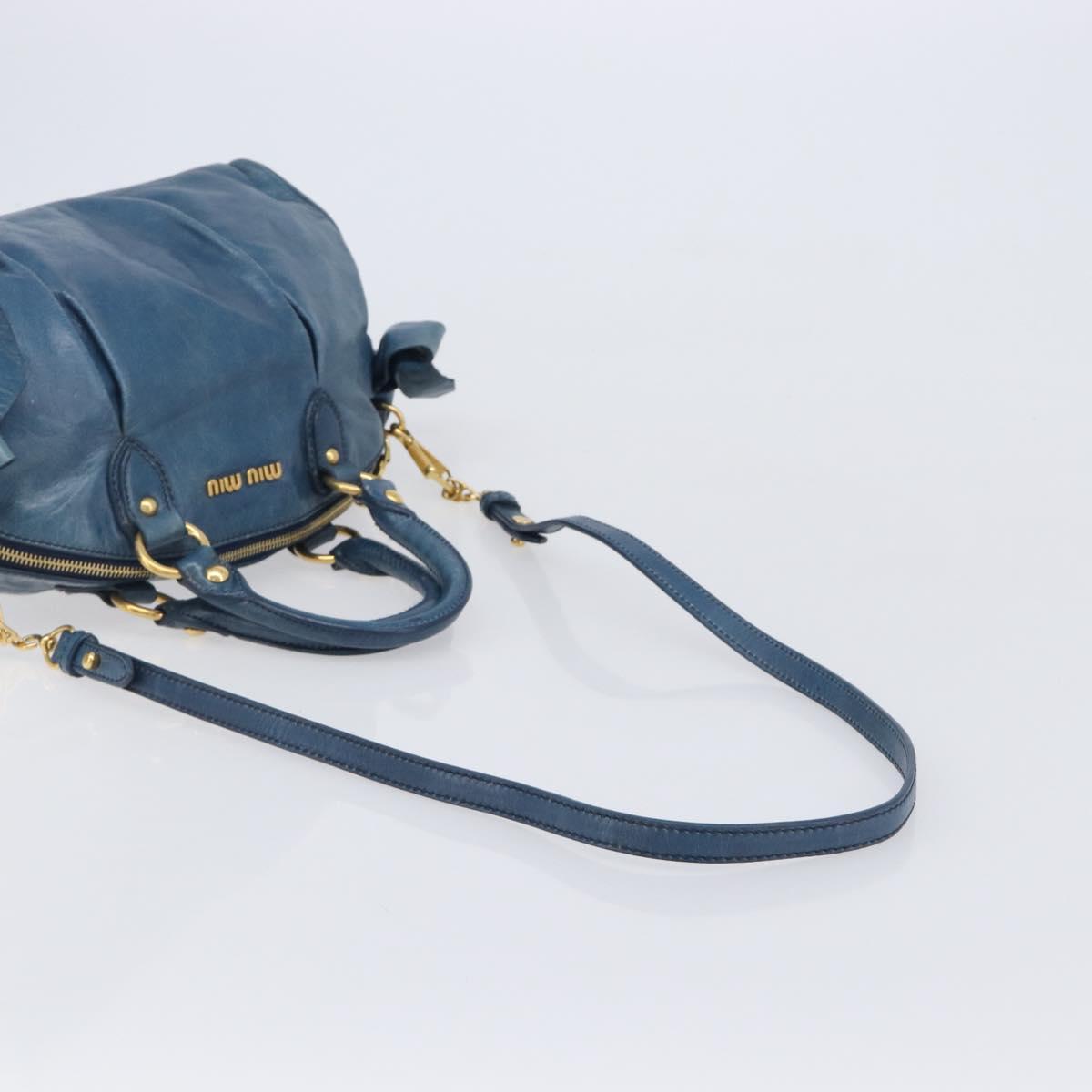 Miu Miu Hand Bag Leather 2way Blue Gold Auth 167885M