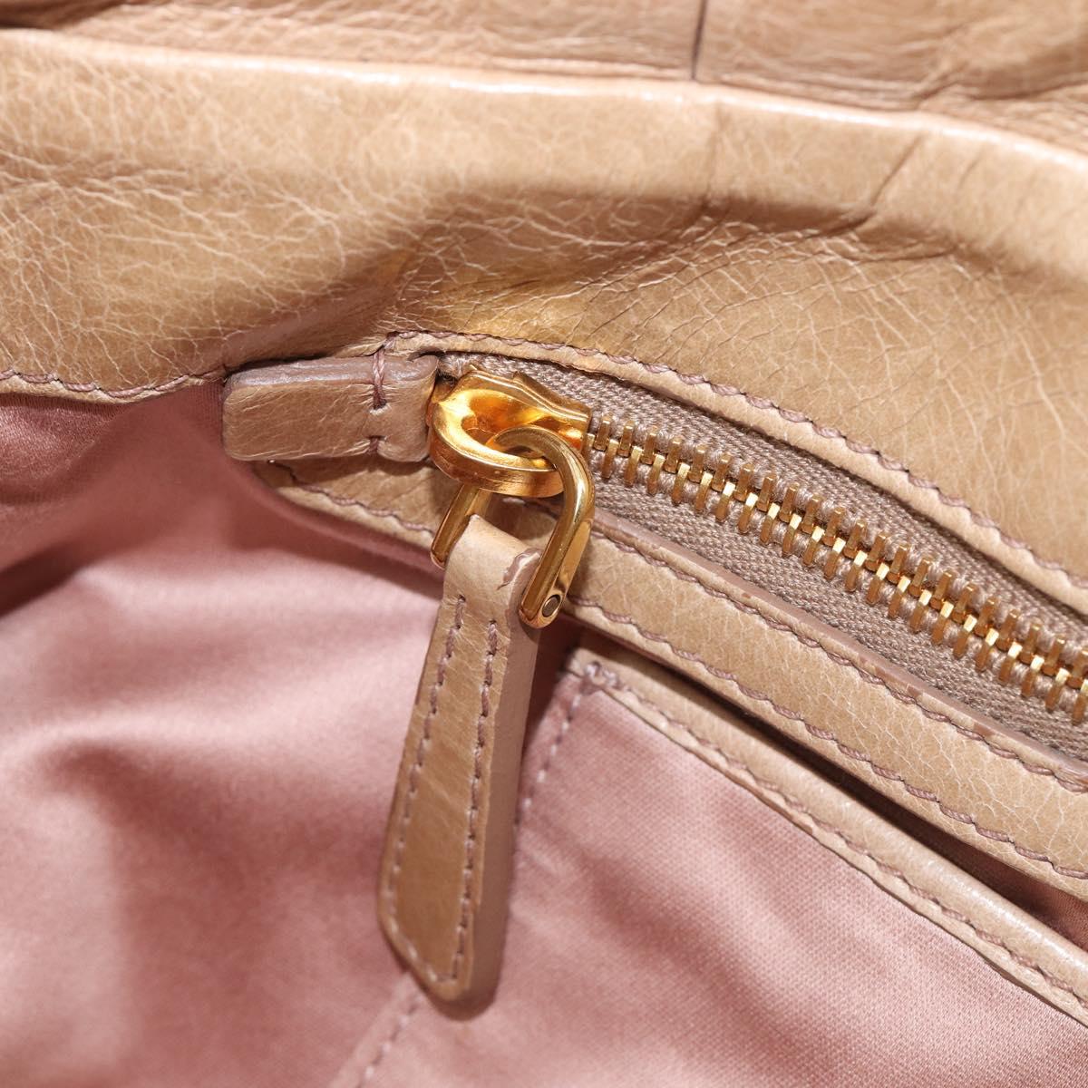 Miu Miu Hand Bag Leather 2way Beige Gold Auth 167886M