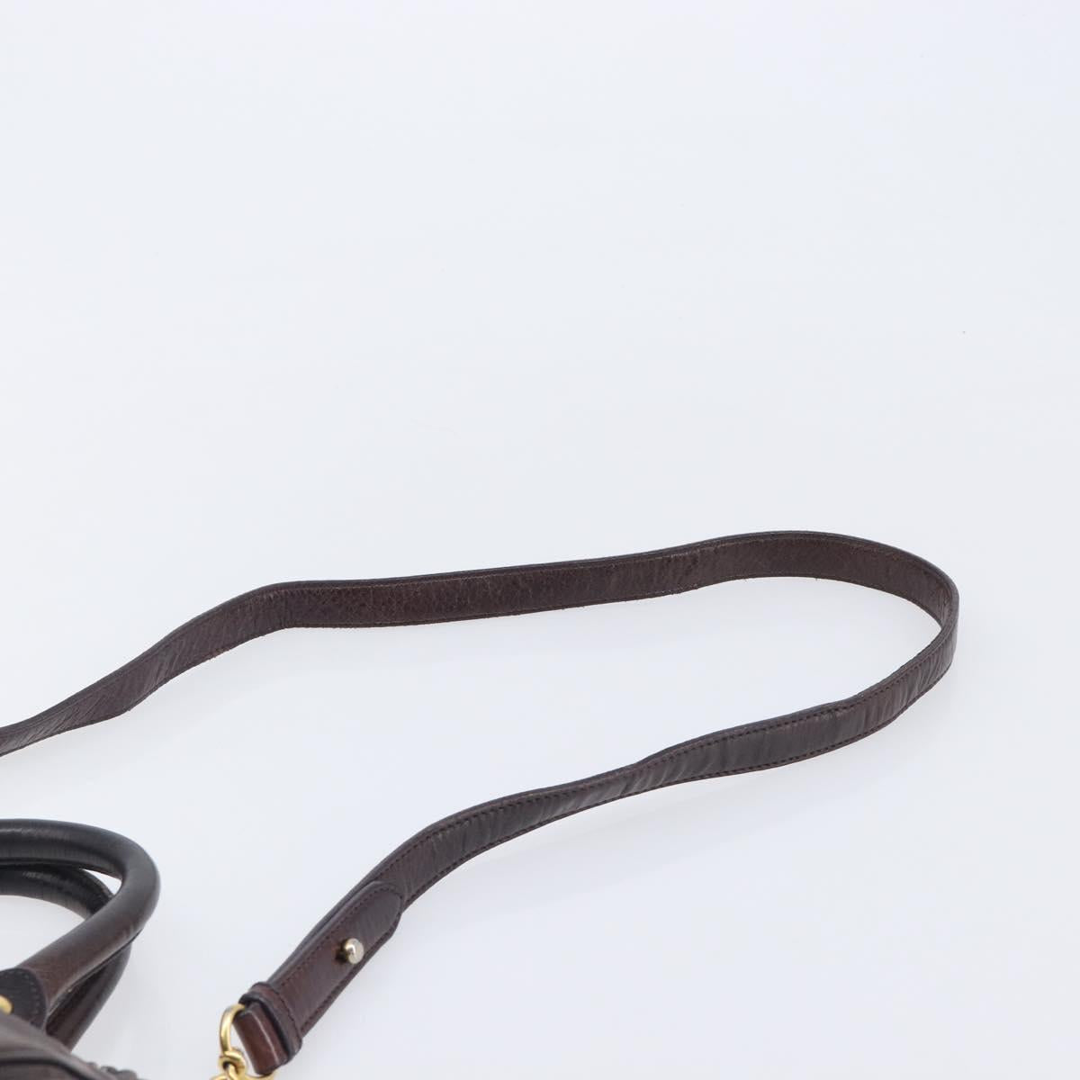 Miu Miu Hand Bag Leather 2way Brown Gold Auth 167887M