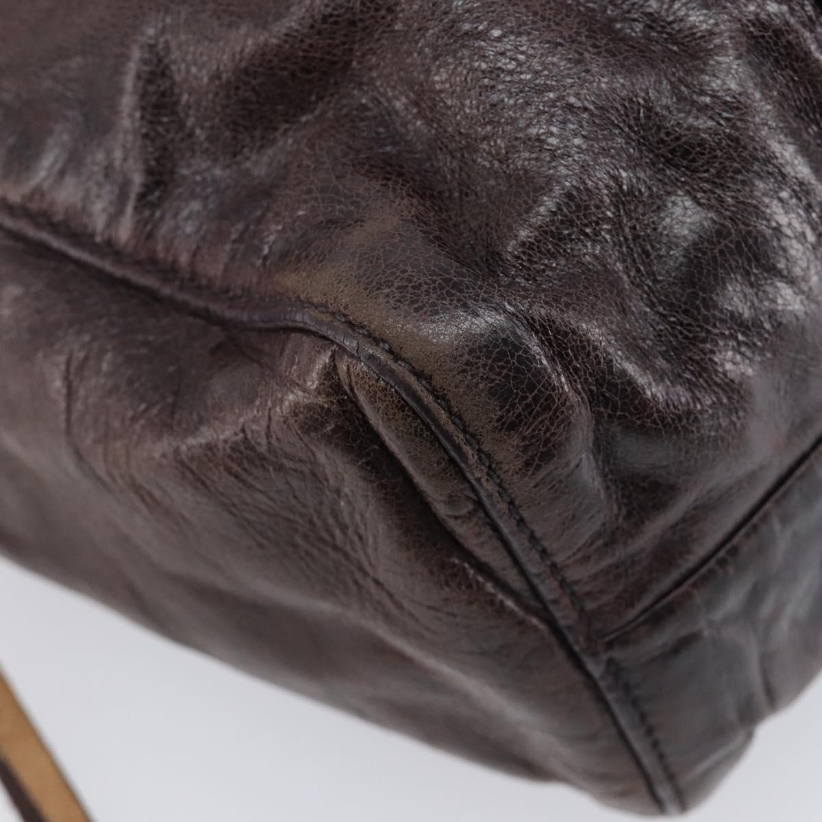 Miu Miu Hand Bag Leather 2way Brown Gold Auth 167887M