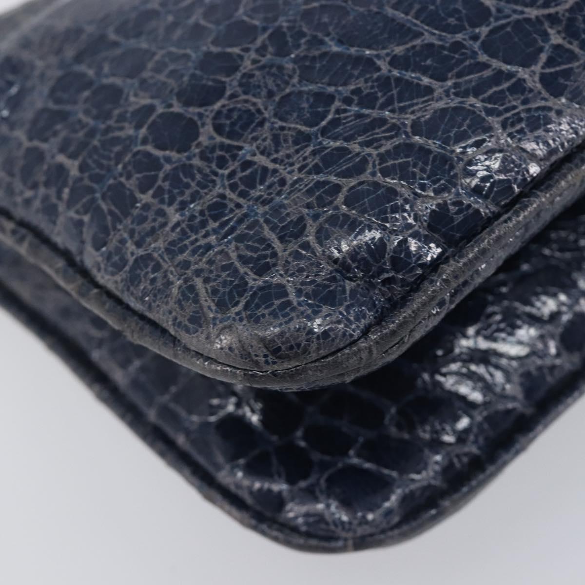 Miu Miu Shoulder Bag Leather Blue Gold Auth 167888A
