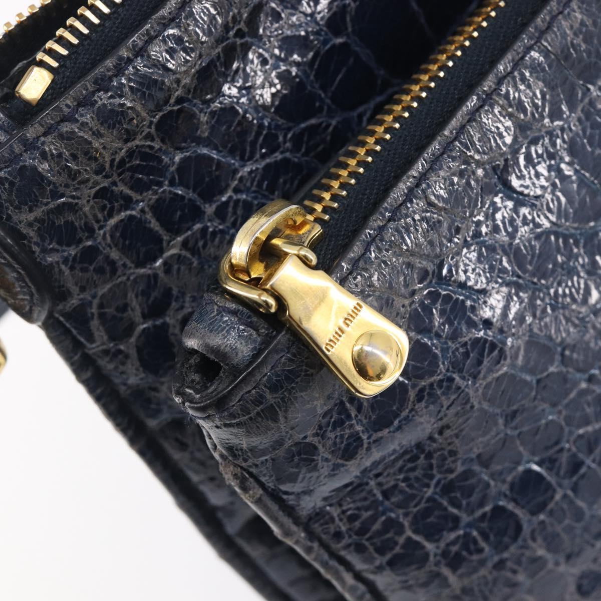 Miu Miu Shoulder Bag Leather Blue Gold Auth 167888A