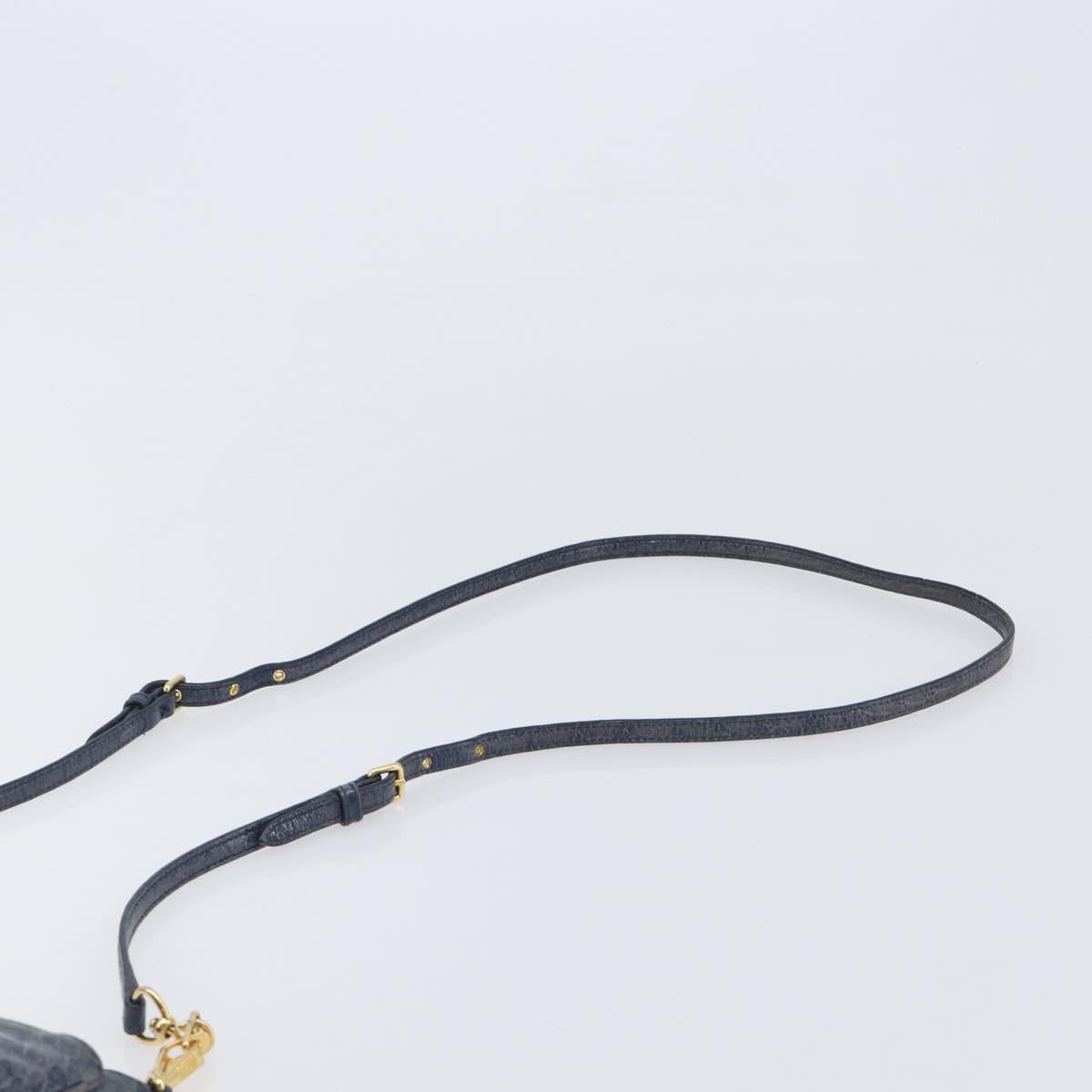 Miu Miu Shoulder Bag Leather Blue Gold Auth 167888A
