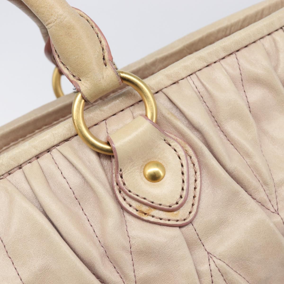 Miu Miu Hand Bag Leather 2way Pink Gold Auth 167890A