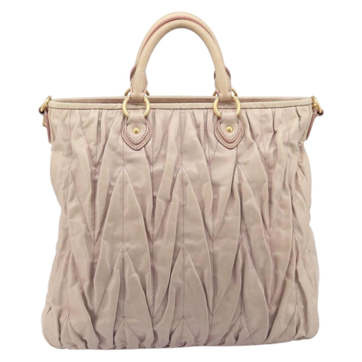 Miu Miu Hand Bag Leather 2way Pink Gold Auth 167890A