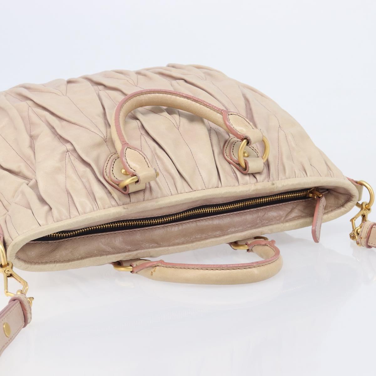 Miu Miu Hand Bag Leather 2way Pink Gold Auth 167890A