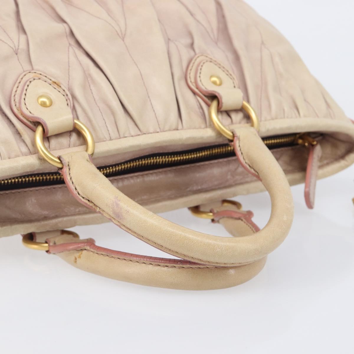 Miu Miu Hand Bag Leather 2way Pink Gold Auth 167890A