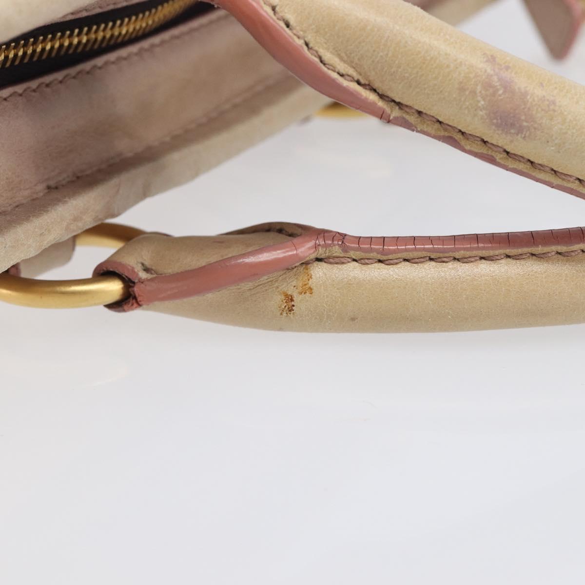 Miu Miu Hand Bag Leather 2way Pink Gold Auth 167890A