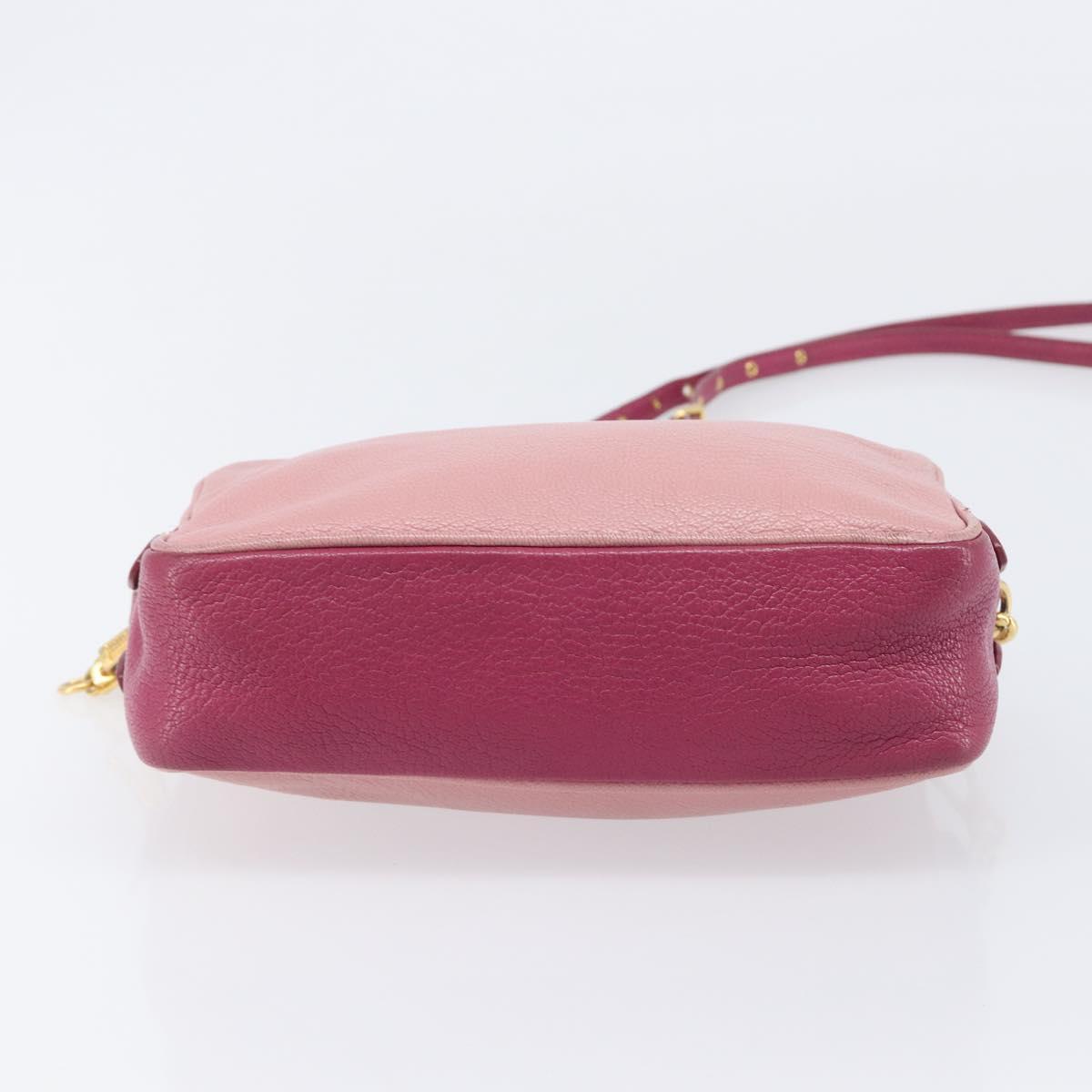 Miu Miu Shoulder Bag Leather Pink Gold Auth 167891A
