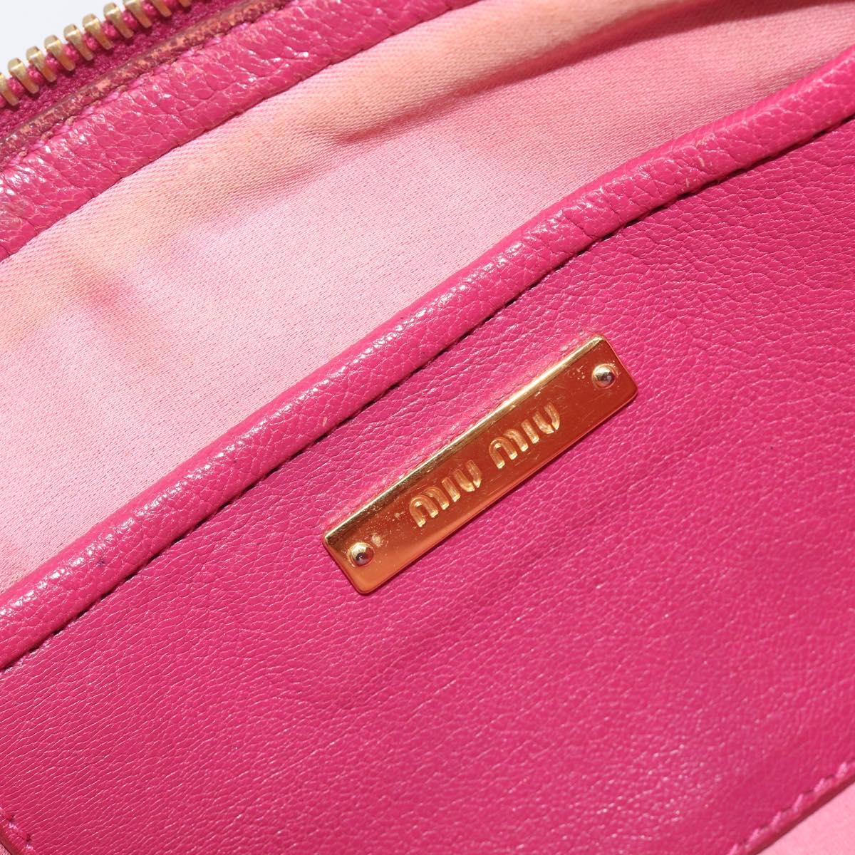 Miu Miu Shoulder Bag Leather Pink Gold Auth 167891A