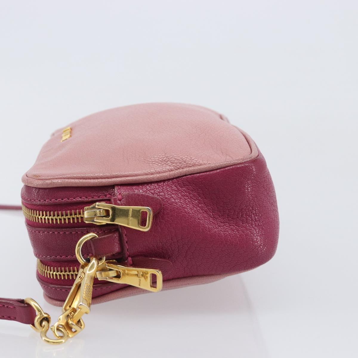 Miu Miu Shoulder Bag Leather Pink Gold Auth 167891A