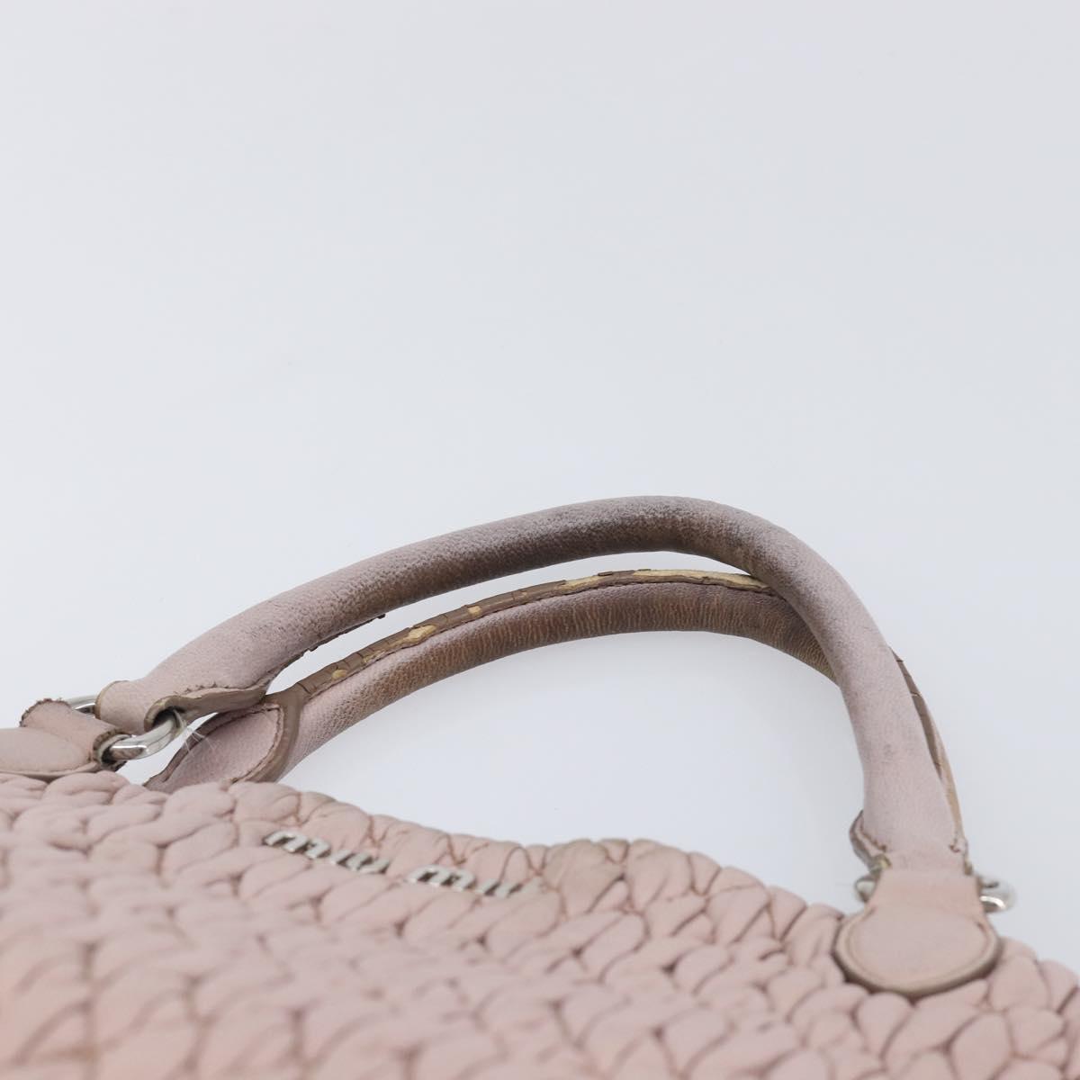 Miu Miu Matelasse Hand Bag Leather Pink Silver Auth 167892