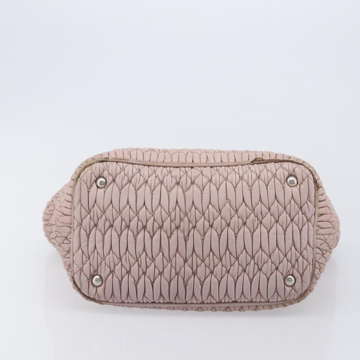 Miu Miu Matelasse Hand Bag Leather Pink Silver Auth 167892