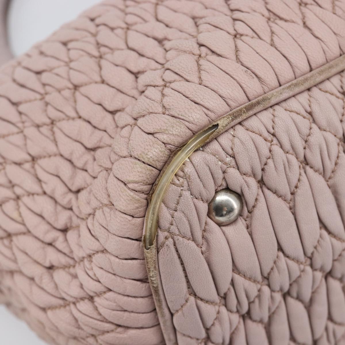 Miu Miu Matelasse Hand Bag Leather Pink Silver Auth 167892