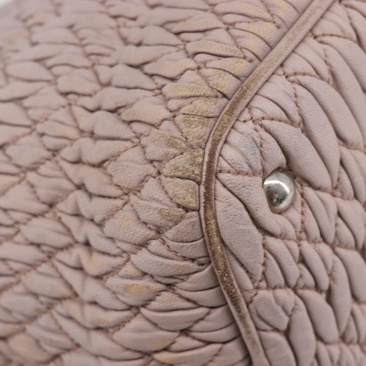Miu Miu Matelasse Hand Bag Leather Pink Silver Auth 167892