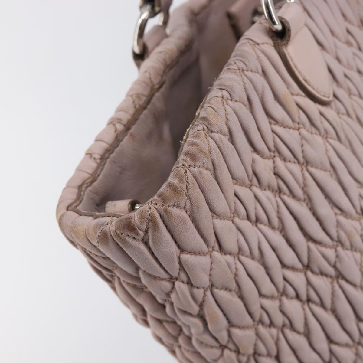 Miu Miu Matelasse Hand Bag Leather Pink Silver Auth 167892