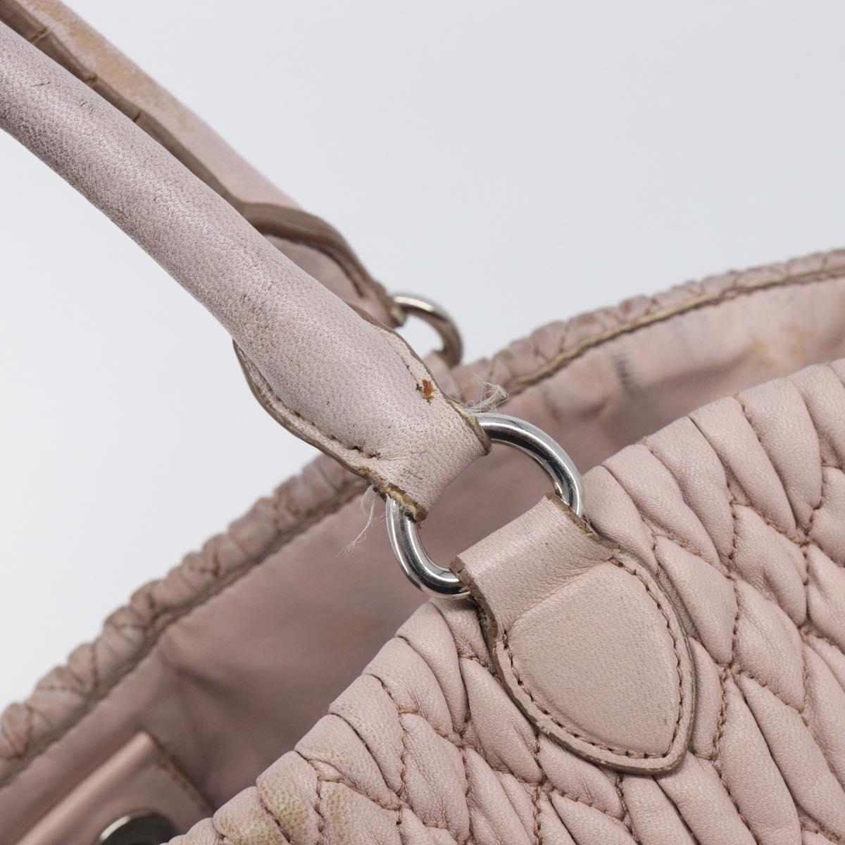 Miu Miu Matelasse Hand Bag Leather Pink Silver Auth 167892
