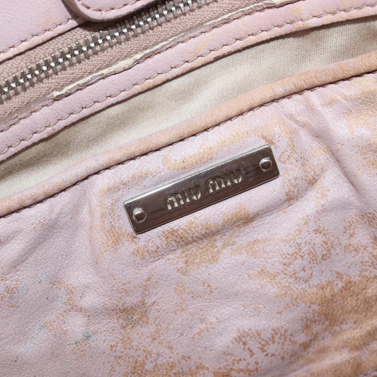 Miu Miu Matelasse Hand Bag Leather Pink Silver Auth 167892