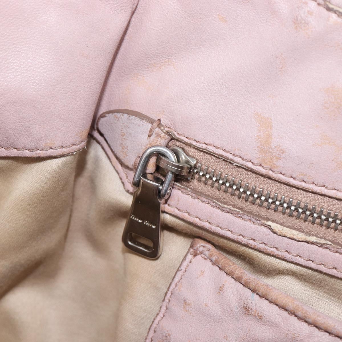 Miu Miu Matelasse Hand Bag Leather Pink Silver Auth 167892