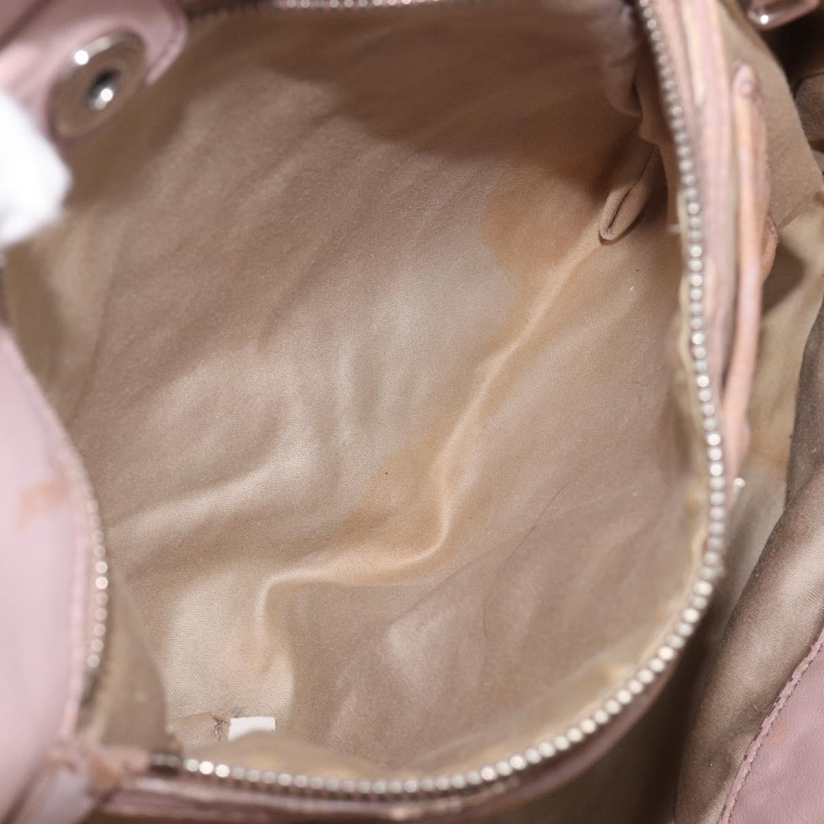 Miu Miu Matelasse Hand Bag Leather Pink Silver Auth 167892