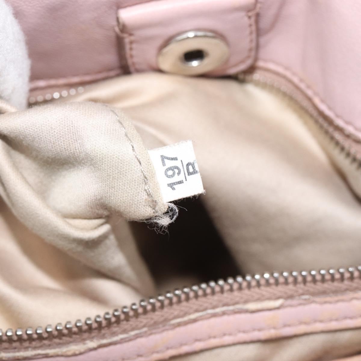Miu Miu Matelasse Hand Bag Leather Pink Silver Auth 167892
