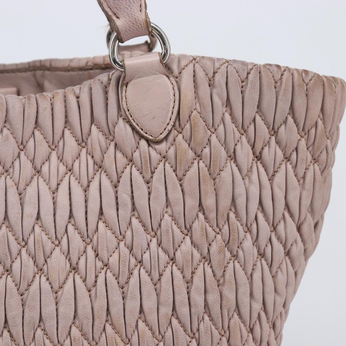 Miu Miu Matelasse Hand Bag Leather Pink Silver Auth 167892