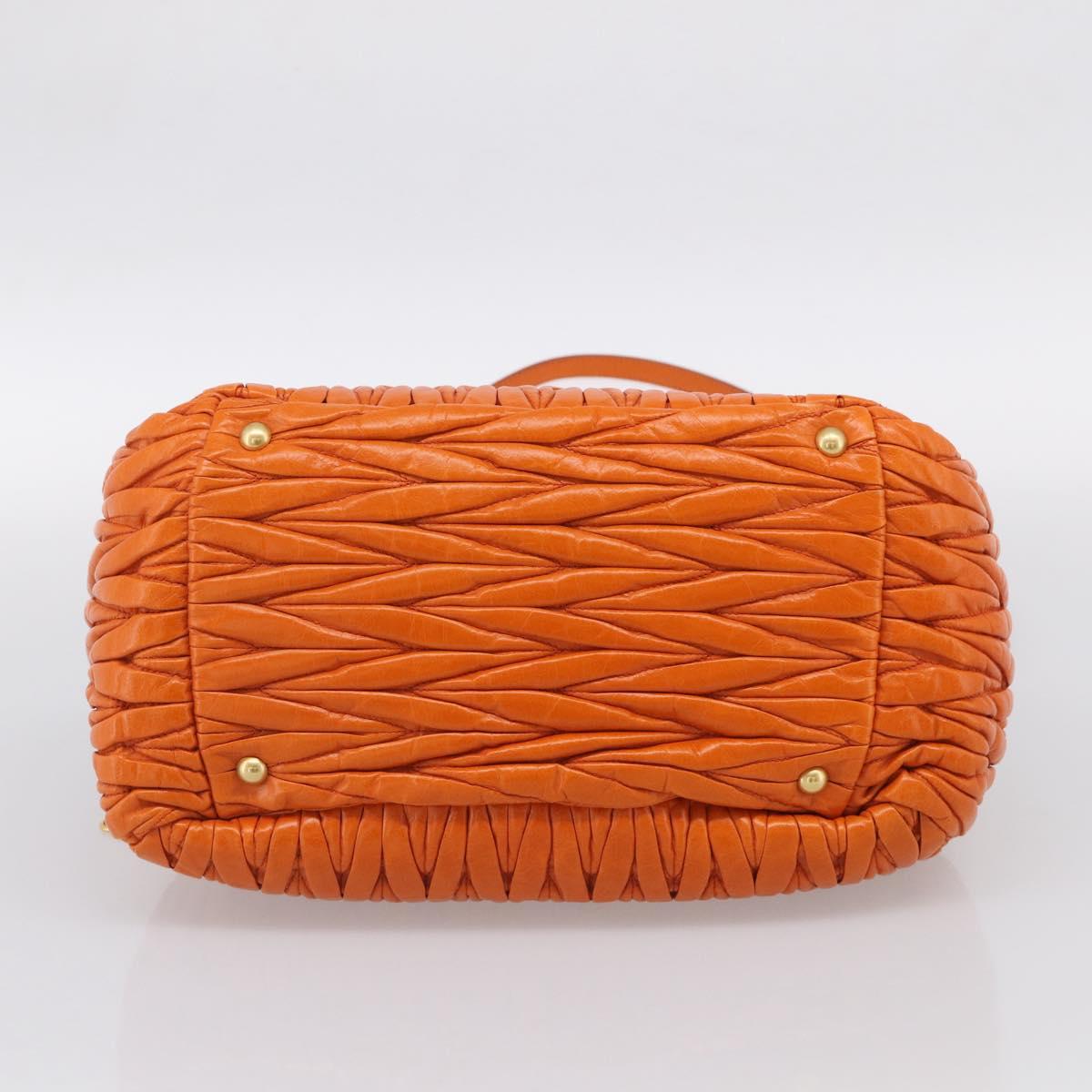Miu Miu Matelasse Hand Bag Leather 2way Orange Gold Auth 167896A