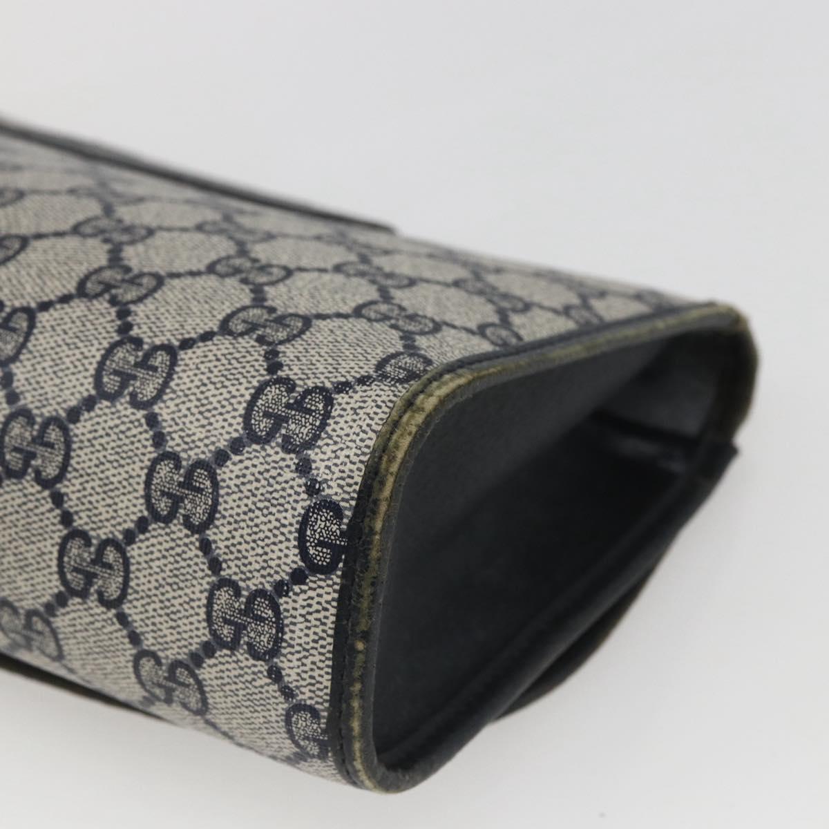 GUCCI GG Supreme Sherry Line Clutch Bag PVC Navy Gold 89 01 030 Auth 167905