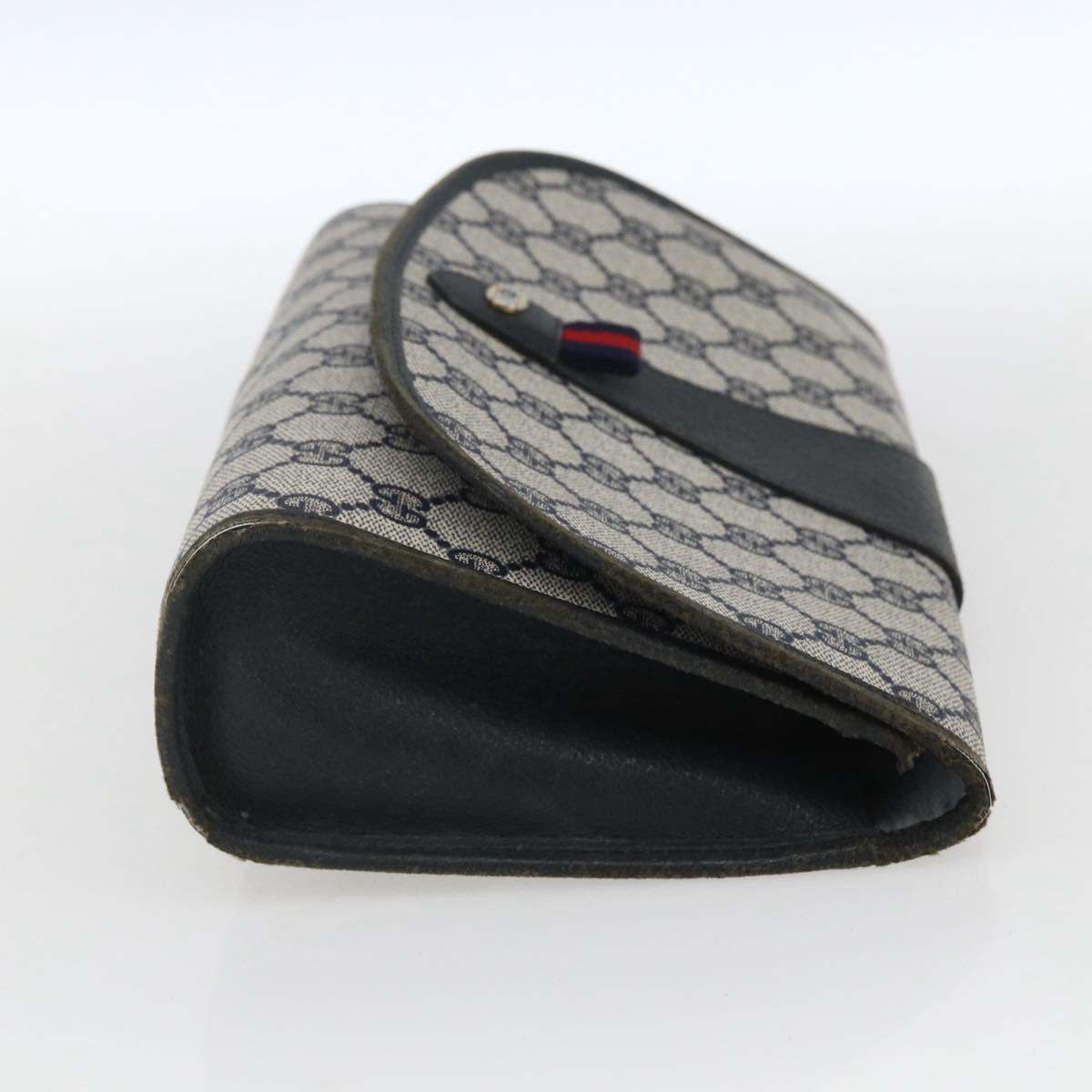 GUCCI GG Supreme Sherry Line Clutch Bag PVC Navy Gold 89 01 030 Auth 167905