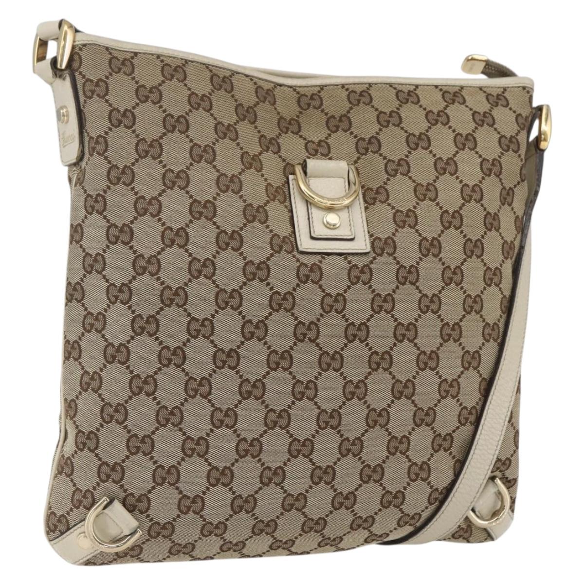 GUCCI GG Canvas Shoulder Bag Beige Gold 131326 Auth 167914