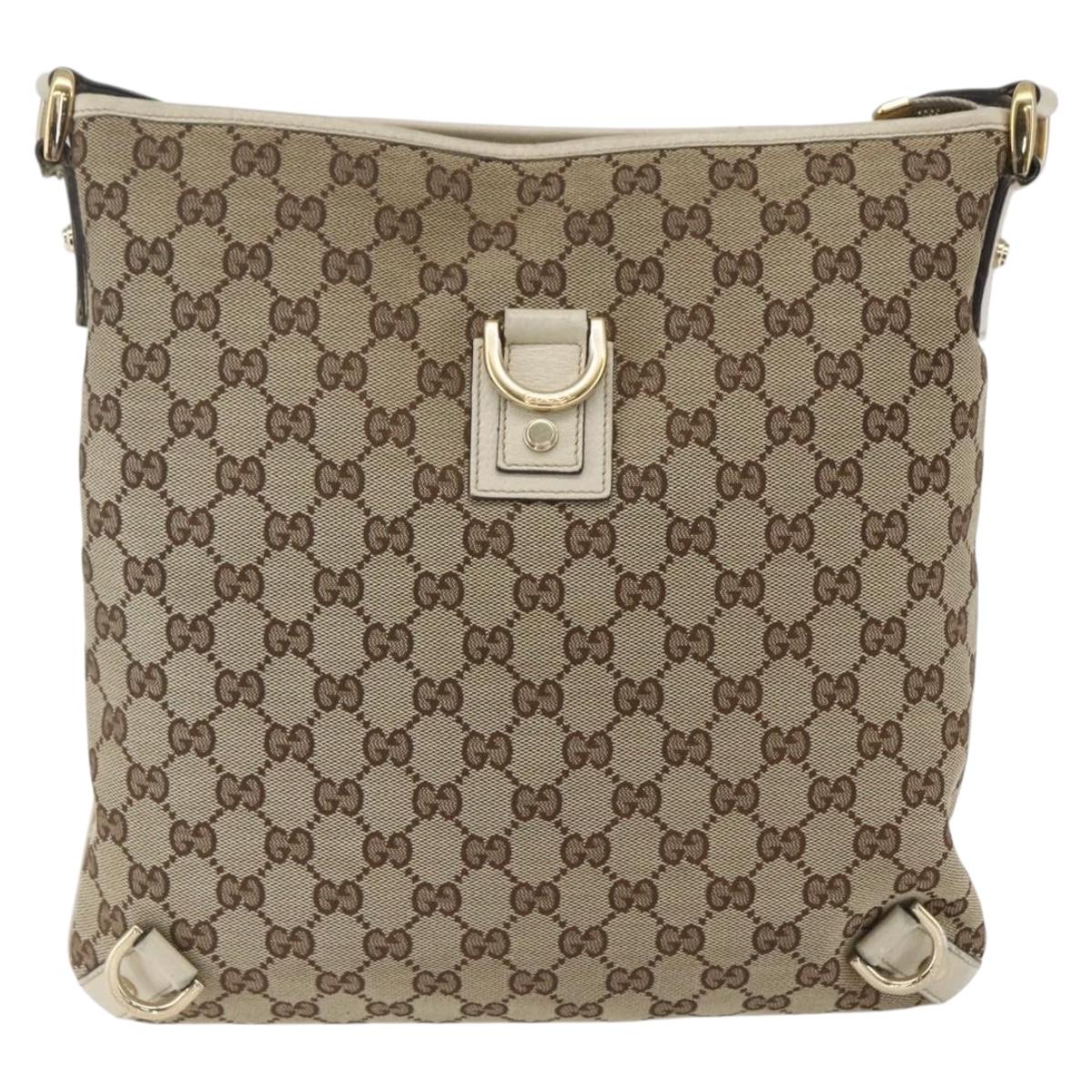 GUCCI GG Canvas Shoulder Bag Beige Gold 131326 Auth 167914