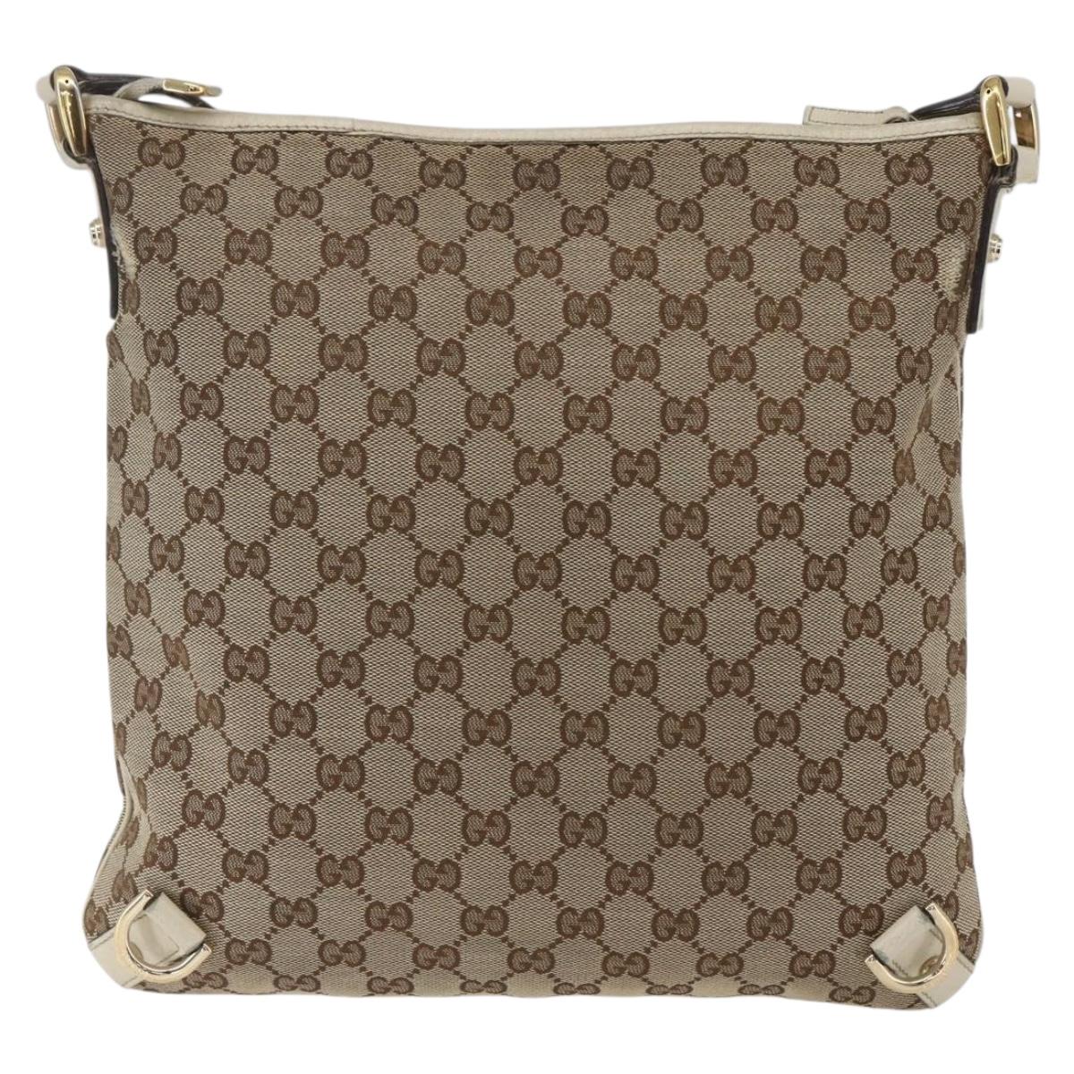 GUCCI GG Canvas Shoulder Bag Beige Gold 131326 Auth 167914
