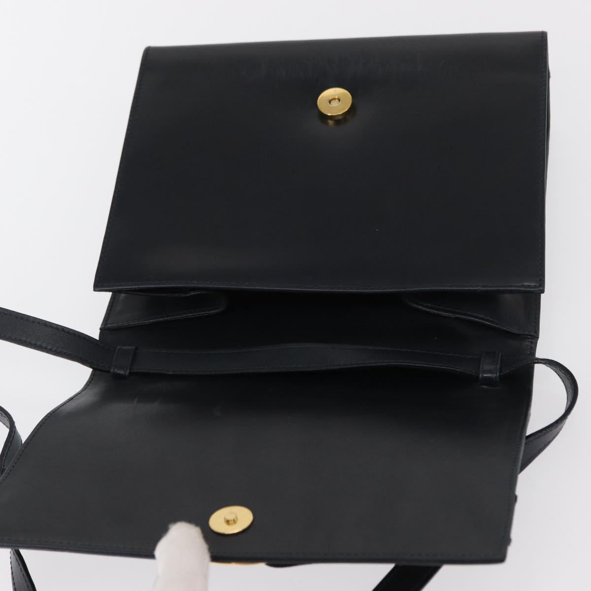 Salvatore Ferragamo Vala Shoulder Bag Leather Navy Gold Auth 167921