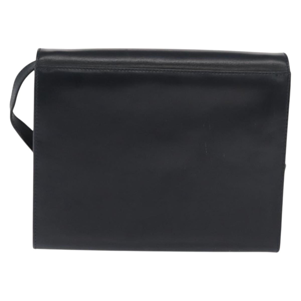 Salvatore Ferragamo Vala Shoulder Bag Leather Navy Gold Auth 167921