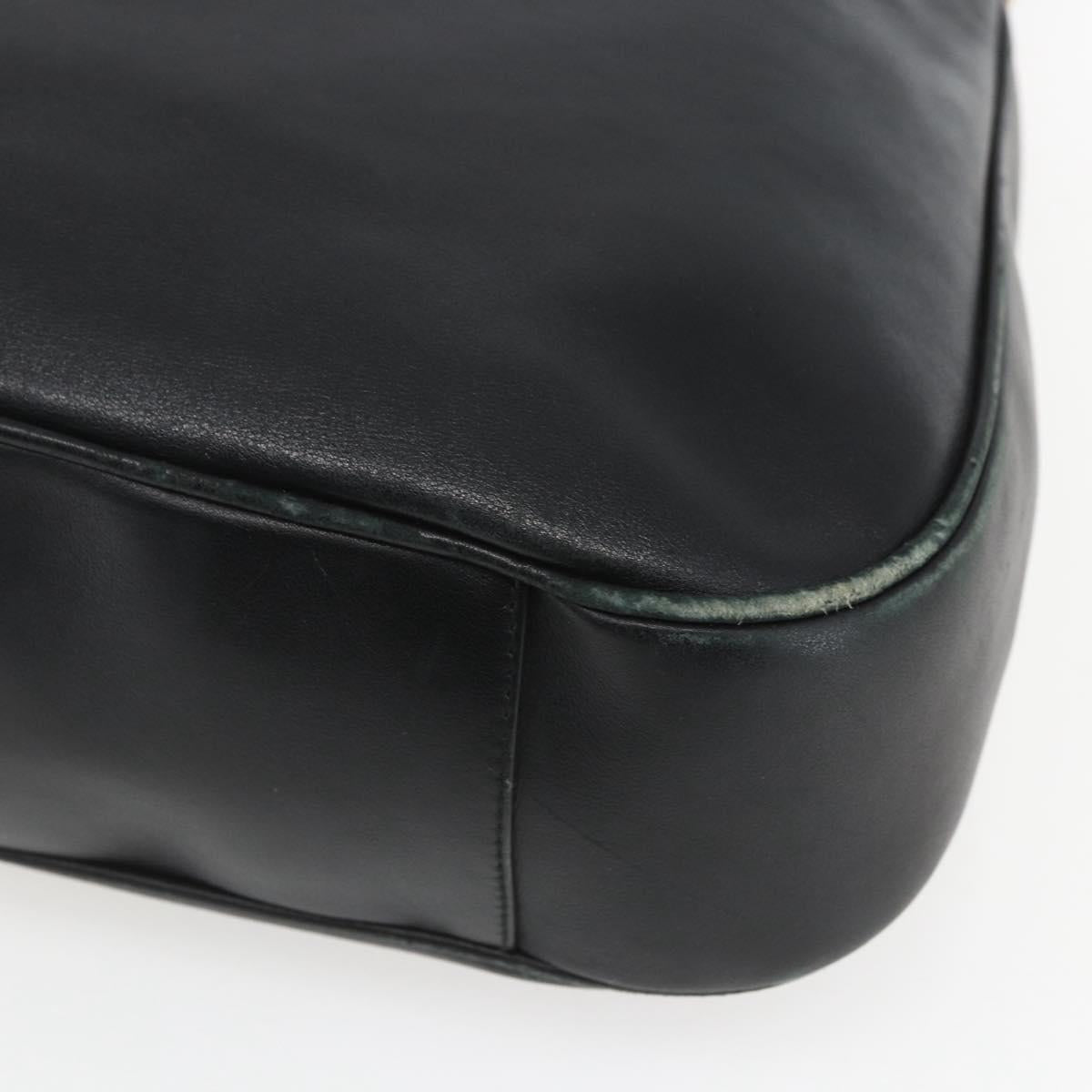 GUCCI Bamboo Shoulder Bag Leather 2way Black Gold 001 1577 Auth 167922