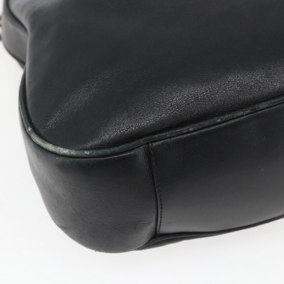 GUCCI Bamboo Shoulder Bag Leather 2way Black Gold 001 1577 Auth 167922