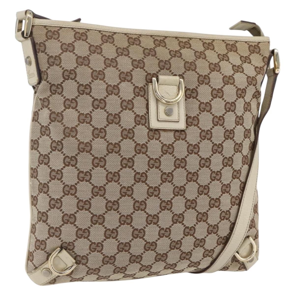 GUCCI GG Canvas Shoulder Bag Beige Gold 131326 Auth 167926