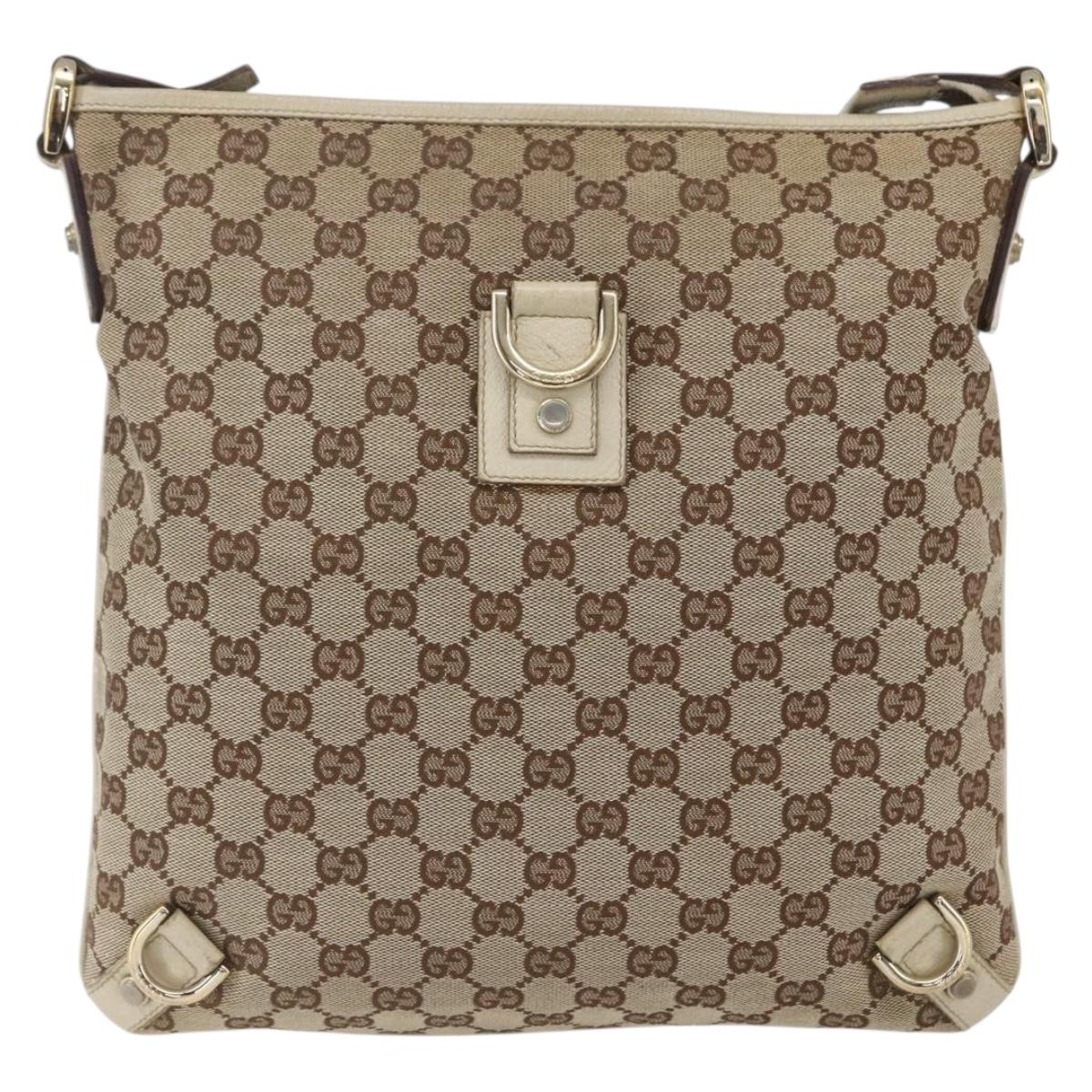 GUCCI GG Canvas Shoulder Bag Beige Gold 131326 Auth 167926