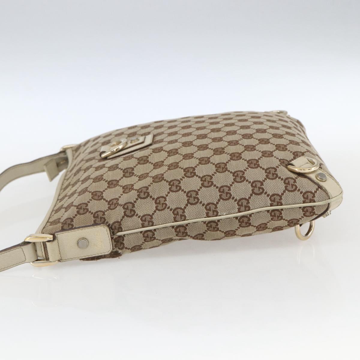 GUCCI GG Canvas Shoulder Bag Beige Gold 131326 Auth 167926