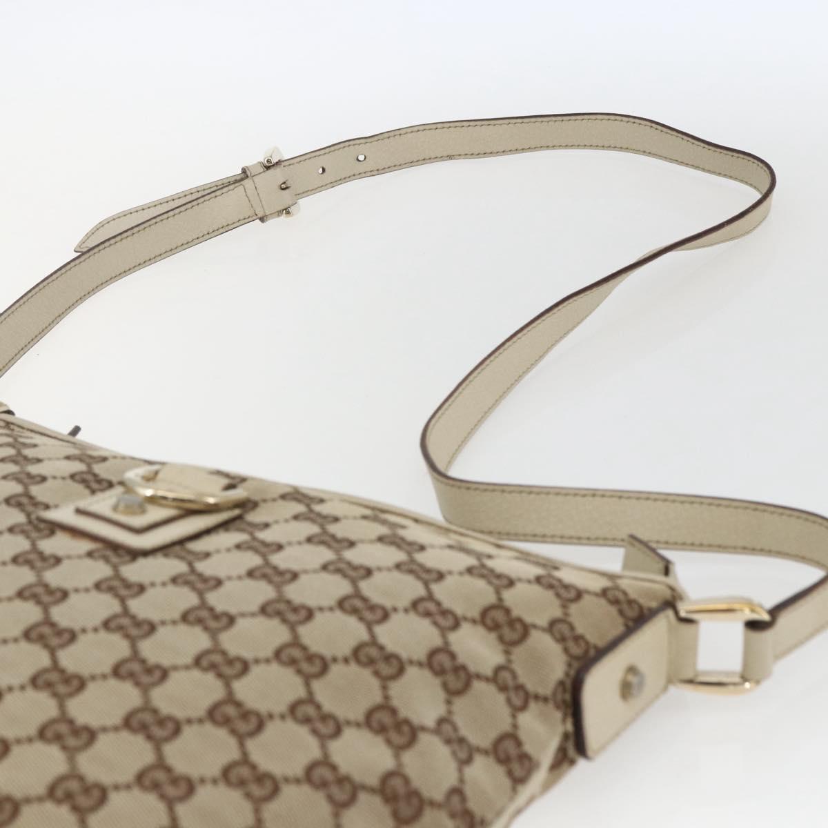 GUCCI GG Canvas Shoulder Bag Beige Gold 131326 Auth 167926