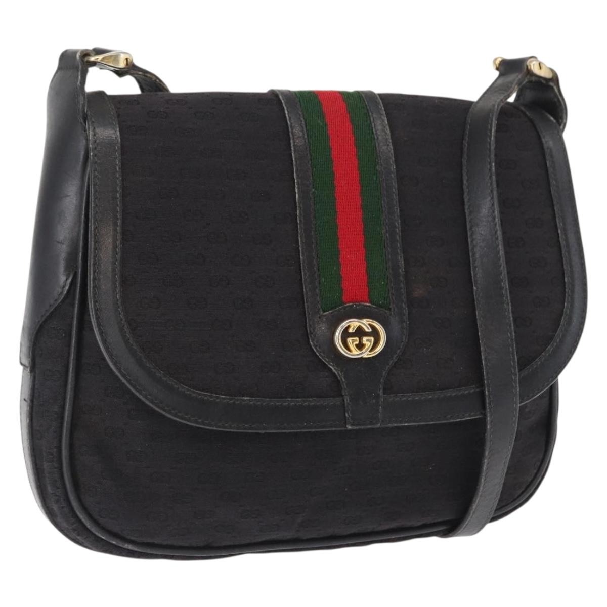 GUCCI Micro GG Supreme Web Sherry Line Bag PVC Black 001 754 6177 Auth 167928