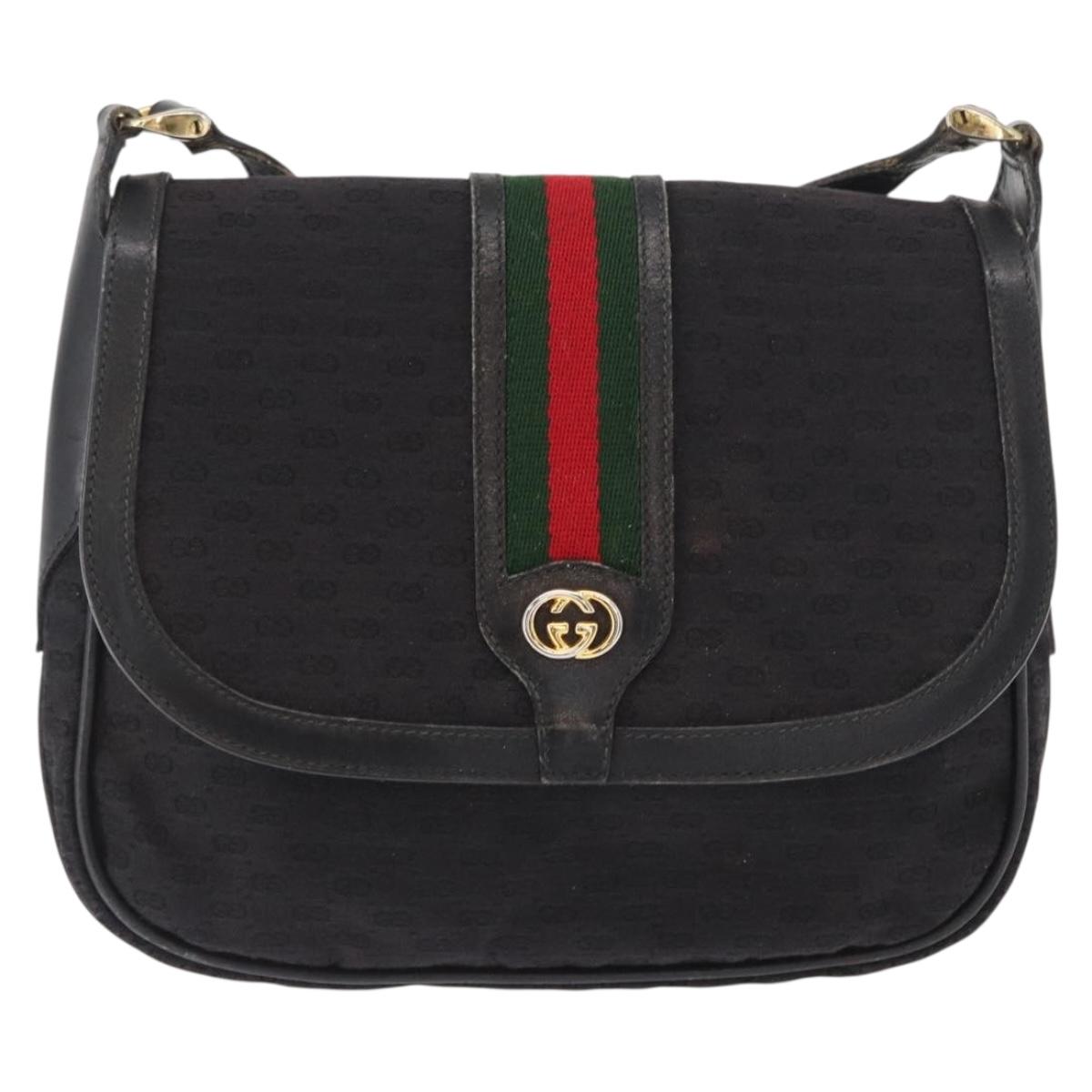 GUCCI Micro GG Supreme Web Sherry Line Bag PVC Black 001 754 6177 Auth 167928